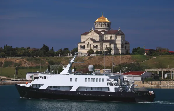 Temple, Navy, The black sea, Sevastopol, CWS-2155, vspomogatelny fleet, The boat connection