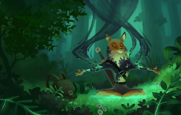 Forest, plants, Fox