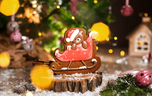 Picture holiday, new year, Christmas, bear, figures, decor, gingerbread, Kukota Ekaterina