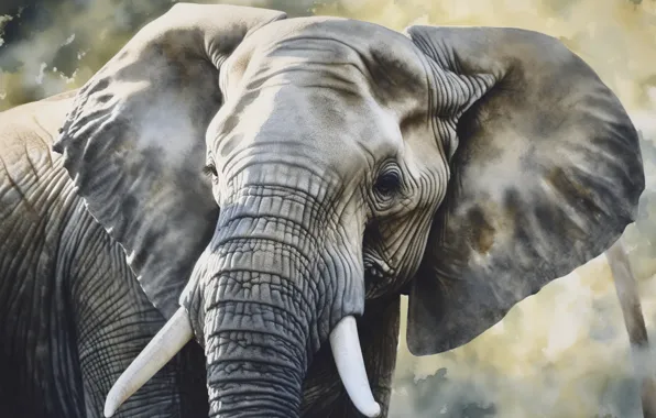Look, face, elephant, portrait, AI art, neural network