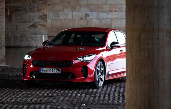 Picture red, KIA, Kia, the front part, the five-door, Stinger, Stinger GT, fastback
