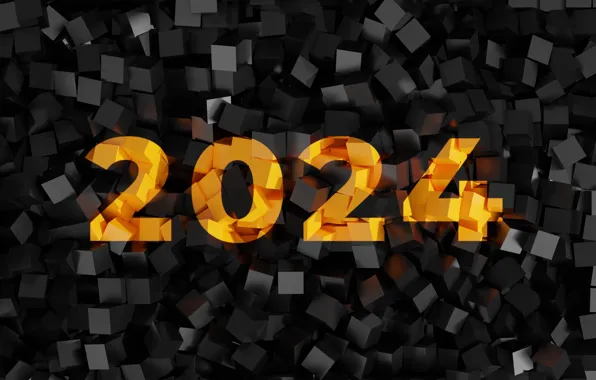 Figures, New year, date, composition, 2024, New Year 2024