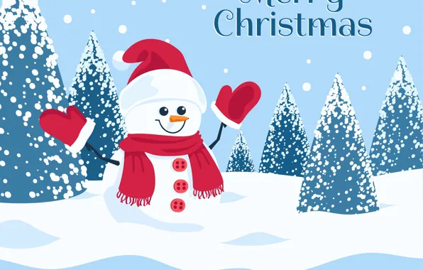Winter, forest, snow, graphics, scarf, Christmas, the snow, New year