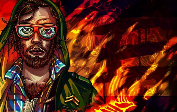 The game, Glasses, Face, Background, Beard, Miami, Character, Beard