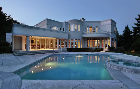 Picture Villa, the evening, pool, lighting, architecture, terrace