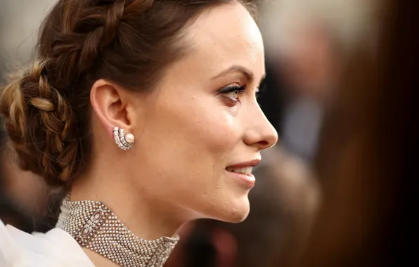Look, girl, face, portrait, makeup, actress, profile, Olivia Wilde