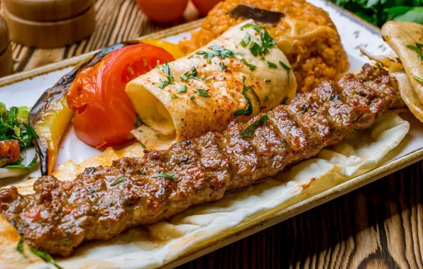 Download wallpapers kebabs, fried meat, meat dishes, fast food for desktop  free. Pictures for desktop free | Fast food, Food, Kebab