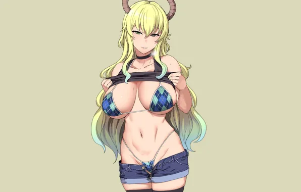 Kawaii, girl, hot, sexy, horns, boobs, anime, pretty