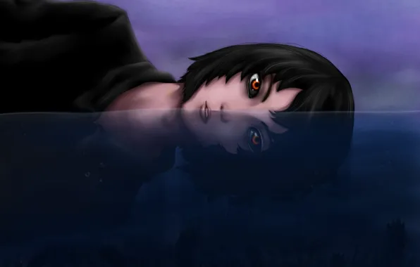 Face, girl, dark water