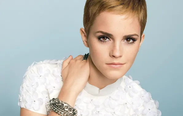 Portrait, actress, Emma Watson, Emma Watson, celebrity, short hair