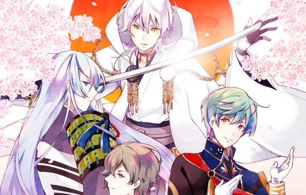 Group, art, guys, touken ranbu
