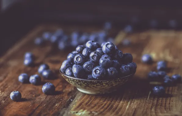 Picture berries, the dark background, table, Board, blueberries, bowl, placer