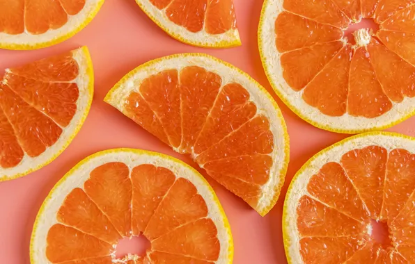 Bright, oranges, orange background, circles, a lot, slices, juicy