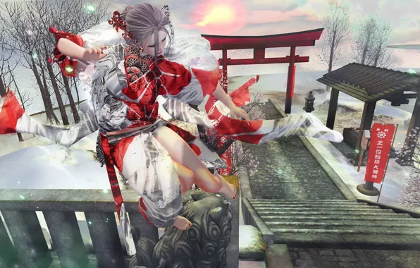 Girl, rendering, background