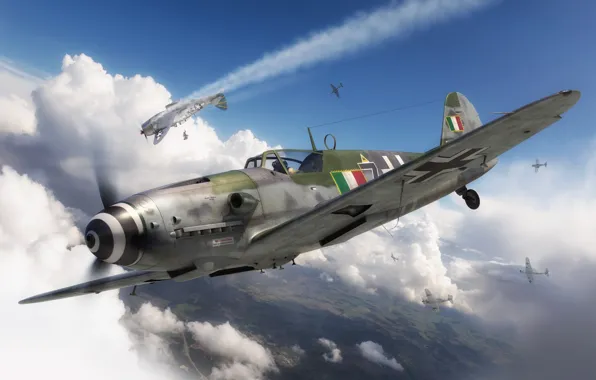 Germany, fighter, Italy, Luftwaffe, Adam Tooby, Messerschmitt Bf 109G-10 Erla