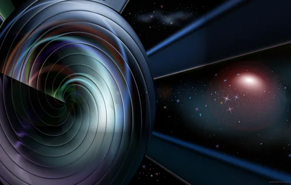 Space, stars, rays, line, spiral