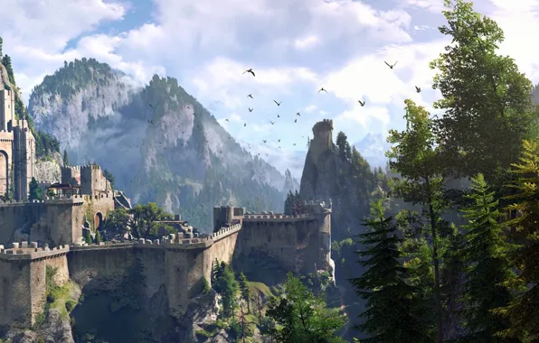 The sky, trees, mountains, Wallpaper, the game, RPG, The Witcher 3: Wild Hunt, The Witcher …