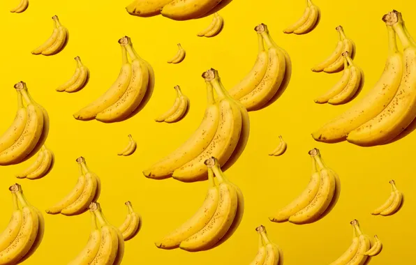 Picture bananas, yellow background, yellow background, bananas, Aleksandar Pasaric