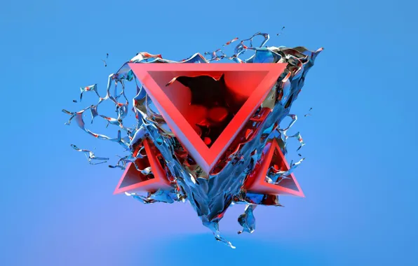 Picture triangles, liquid, liquid, triangles, geometric shapes, computer art, geometric shapes, fractal art