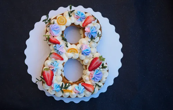 Berries, holiday, decoration, cakes, Cake, eight