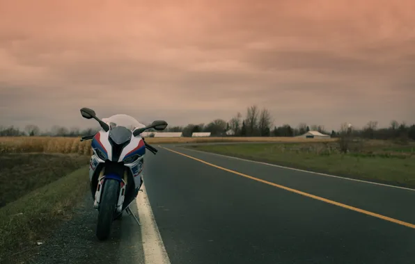 Picture bmw, road, sky, S1000RR