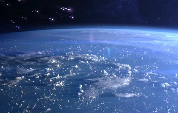 Space, rain, sky, cloud, stars, shower, meteor, meteorite