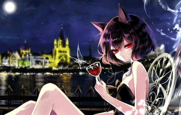 Girl, the city, glass, neko, Sheya