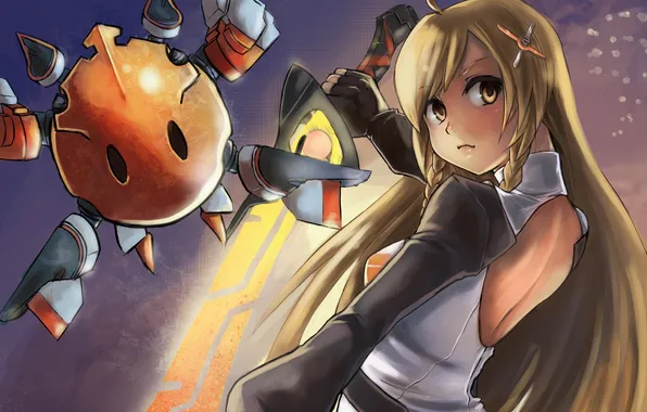 Picture girl, weapons, sword, art, Mirai Suenaga