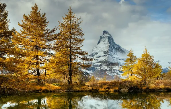 Picture autumn, landscape, mountains, lake