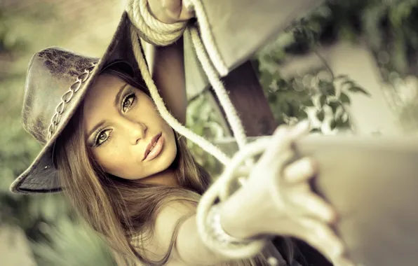 Girl, hat, girl, cowboy, hat, cowboy