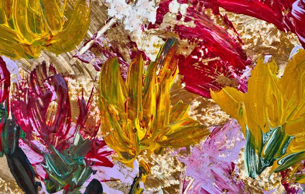 Picture flowers, paint, strokes