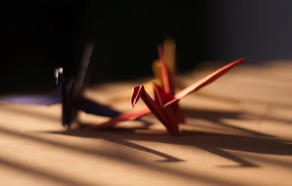 Paper, background, cranes