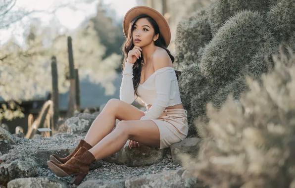 Picture summer, face, style, hat, Asian
