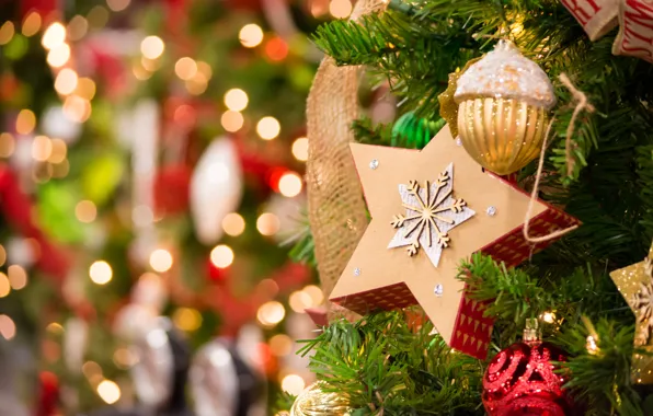 Stars, decoration, glare, toy, tree