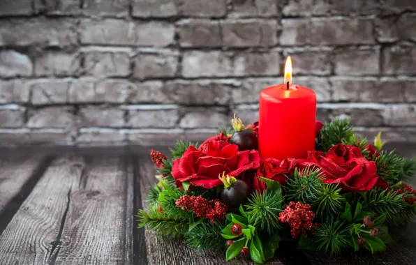Snow, decoration, tree, candle, New Year, Christmas, Christmas, Xmas