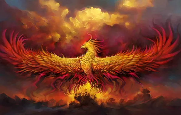 Fire, bird, art, World of Warcraft, Warcraft, orcs, warlords of draenor