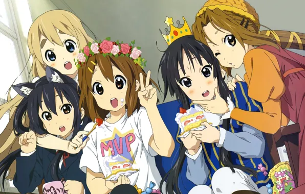 K-on!, anime, azusa nakano, mio akiyama, yui hirasawa, tsumugi kotobuki, nikko in -
