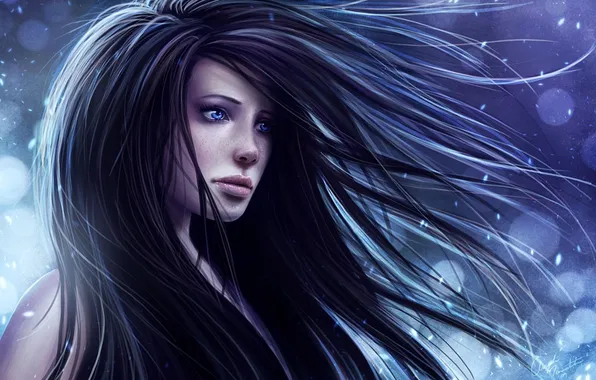 Girl, snow, hair