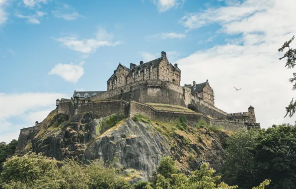 Picture cloud, castle, building, edinburgh castle, princes street gardens