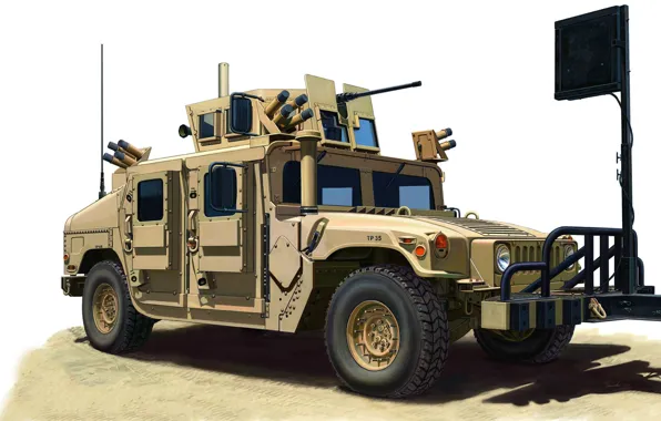 Figure, HMMWV, High Mobility Multipurpose Wheeled Vehicle, high-mobility multipurpose wheeled vehicle, Humvee, M-1114, reinforced armored …