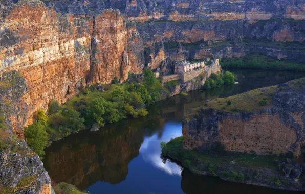 River, gorge, Spain, Duraton, Our Lady of the Sickle