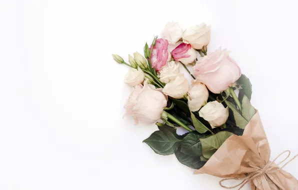 Flowers, roses, bouquet, pink, flowers, roses, eustoma, eustoma