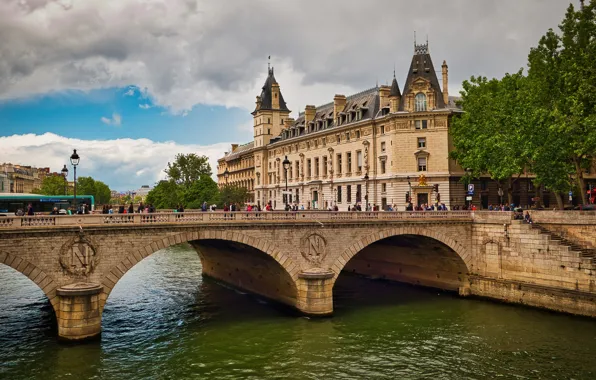 Picture bridge, river, France, Paris, building, Paris, France, His River