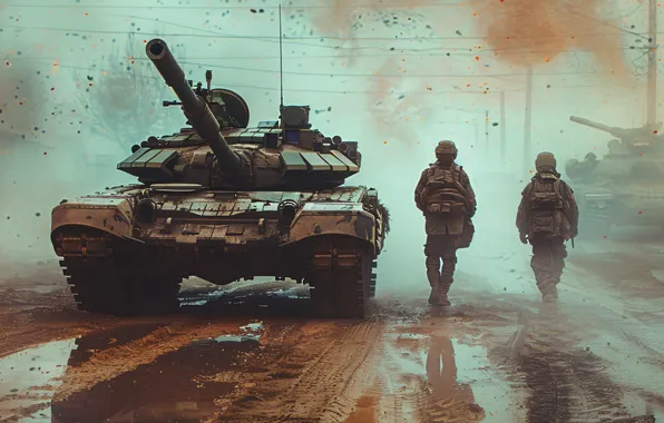 Picture Home, Soldiers, Tanks, Digital art, AI art, The Art of Artificial Intelligence, Neural network, War …