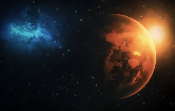 Picture stars, nebula, planet