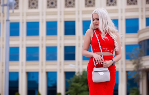 Picture girl, face, style, skirt, blonde, bag, beauty, the beauty