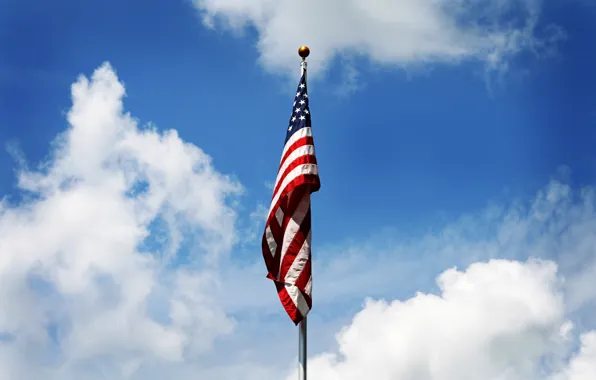 The sky, clouds, flag, America, patriotism
