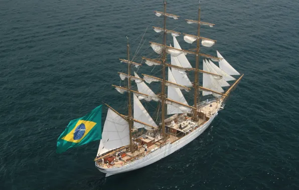 Sea, flag, Brazil, Navy, sailboat, Navy of Brazil, Sailboat White Swan, White Swan
