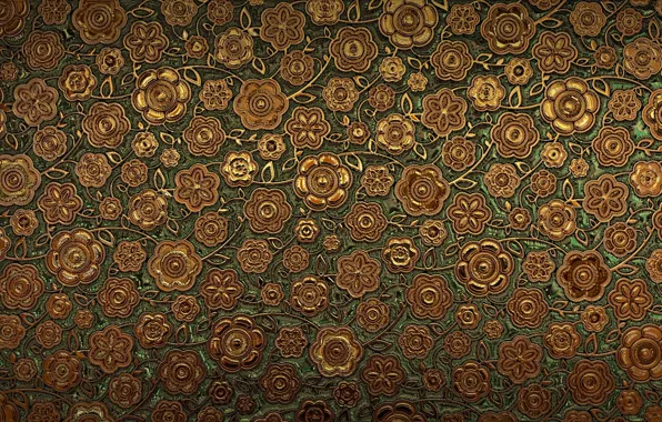 Flowers, pattern, texture, brown, ornament