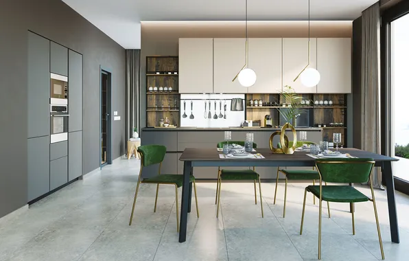 Style, Villa, interior, Italy, kitchen, dining room, dining area, Italian design